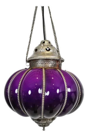 Vintage Indian Purple Glass Pumpkin Pendant Light