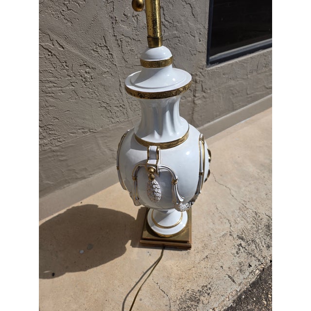 White Flour De Lis Marboro Lamp For Sale - Image 8 of 8