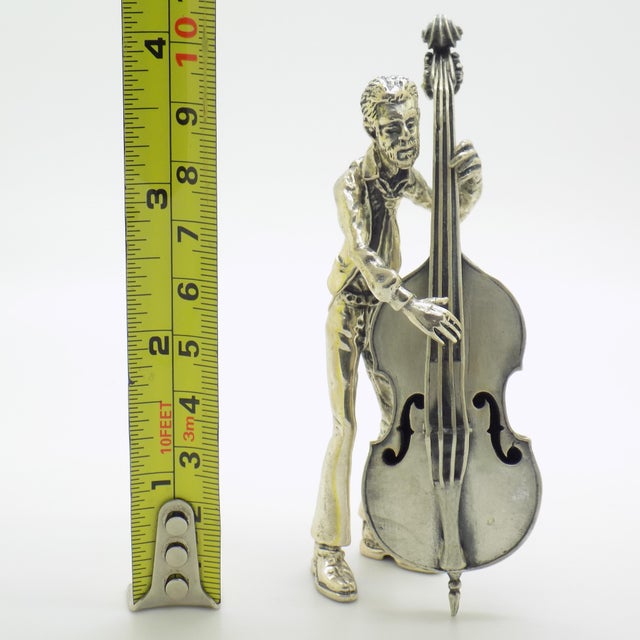 Vintage Italian Genuine Silver Cellist Large Figurine from Arezzo Toscane, 1970s For Sale - Image 17 of 18