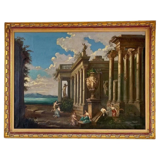 Architectural Capriccio of Roman Ancient Ruins With Figures. For Sale - Image 13 of 13