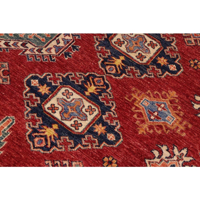 Textile Bohemian Super Kazak Red/Ivory Wool Rug - 8'10'' X 12'7'' For Sale - Image 7 of 10