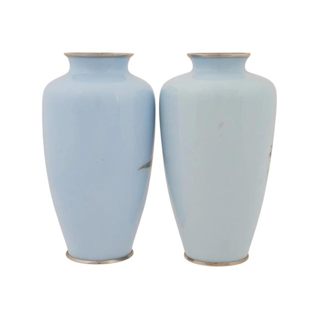 Metal Vintage Japanese Cloisonne Enamel Mount Fuji Vases For Sale - Image 7 of 8