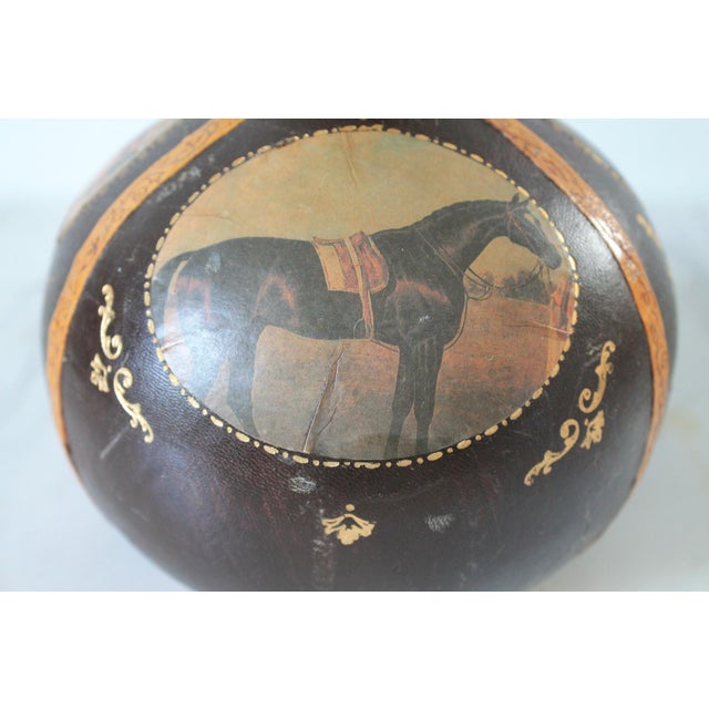 Wood Vintage Italian Equestrian Leather Wrapped Liquor Decanter For Sale - Image 7 of 13