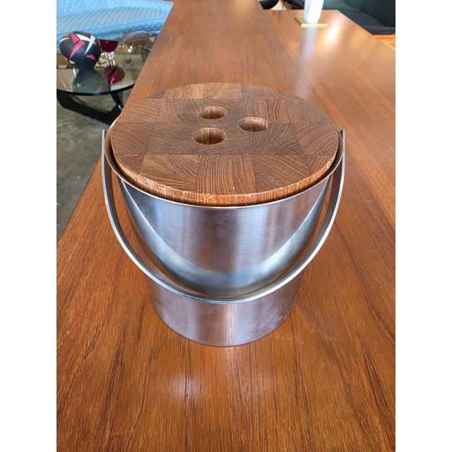 1970s Mid-Century Modern Steel and Teak Cylinda Line Ice Bucket by Arne Jacobsen for Stelton For Sale - Image 10 of 12