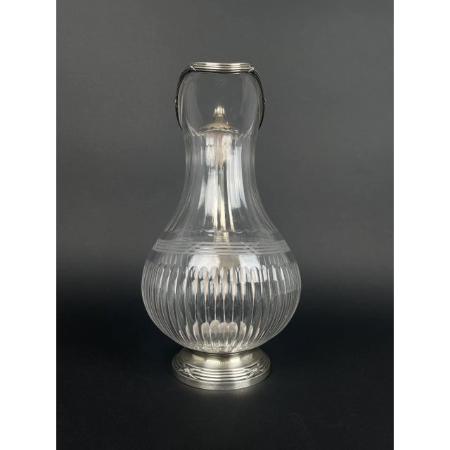 19th Century French Sterling Silver & Crystal Pitcher By Tetard Freres. These elegant vessels were traditionally used to...