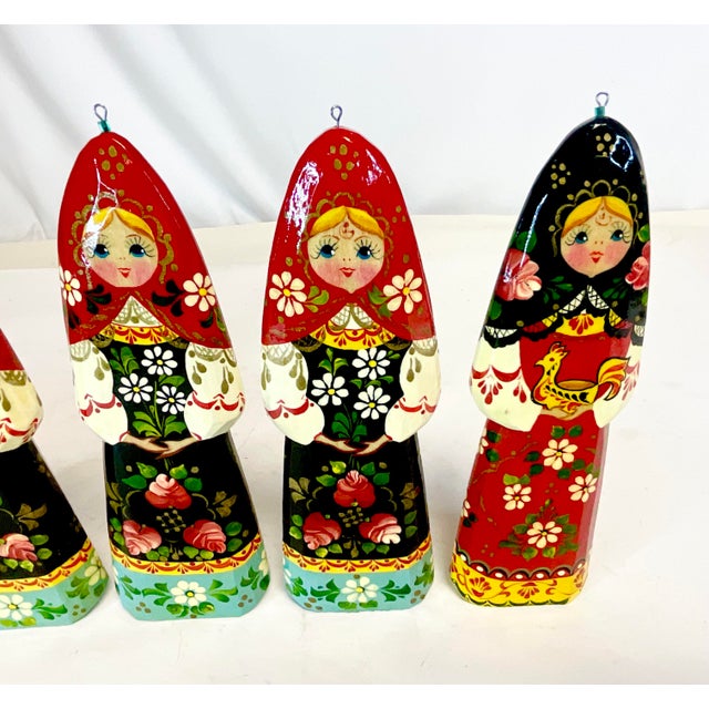 1990s 1990s Vintage Boho Chic Russian Hand Crafted Christmas Ornaments - Set of 6, Large Size. For Sale - Image 5 of 8