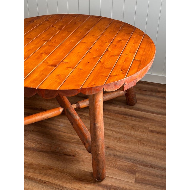 Vintage Alpine Scalloped Pine Log Dining Table For Sale - Image 15 of 16