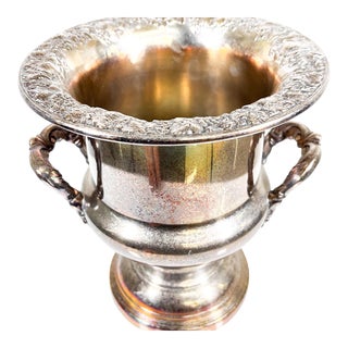 1960s Vintage Champagne Wine Bucket Repoussé Grape Silverplate For Sale