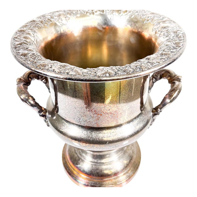 1960s Vintage Champagne Wine Bucket Repoussé Grape Silverplate For Sale