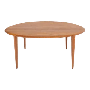 France & Son Round Solid Teak Danish Mid-Century Modern Coffee Table