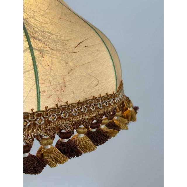Gold Mid-Century Modern German Cocoon Pendant Lamp with Border Tassels, 1960s For Sale - Image 8 of 14