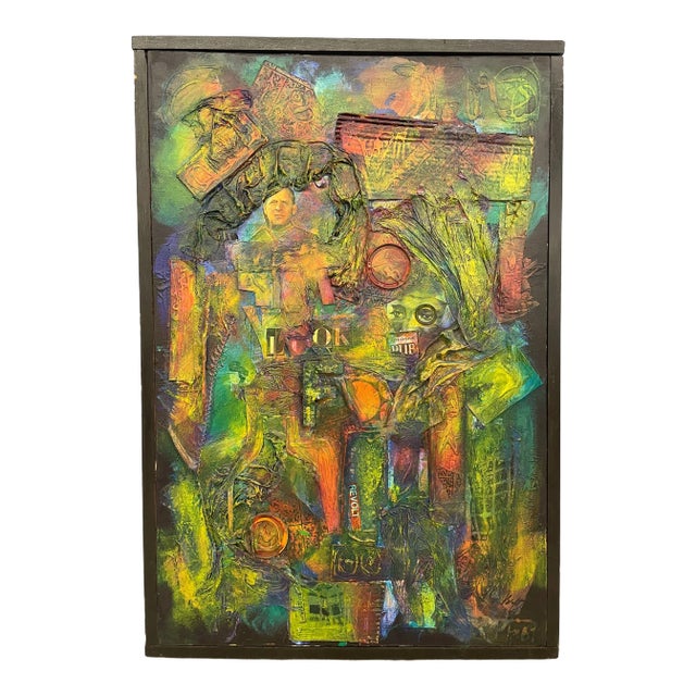 Mid-Century Modern Mixed Media, Collage, by Tom Betts, American, 1967 For Sale