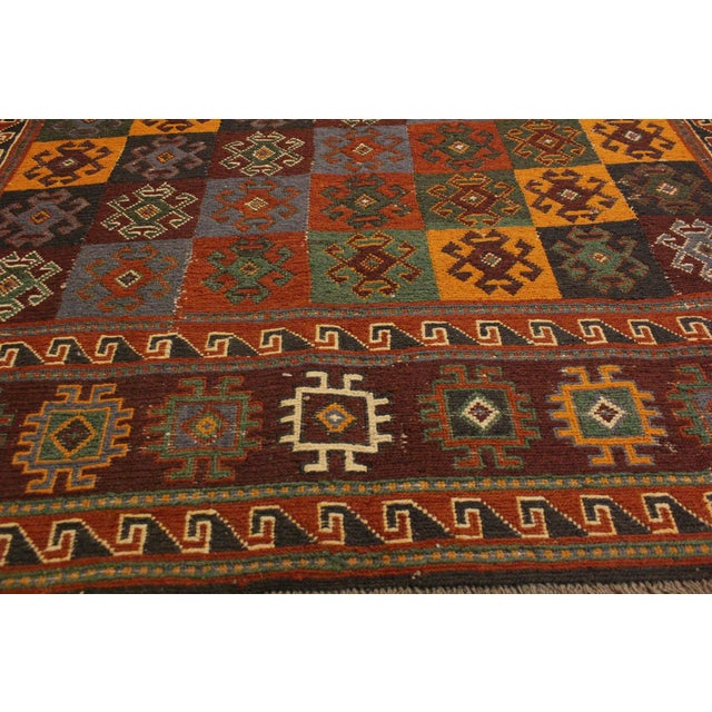 1980s Vintage Soumak Rust/Brown Wool Rug - 4'11'' X 6'5'' For Sale - Image 5 of 10