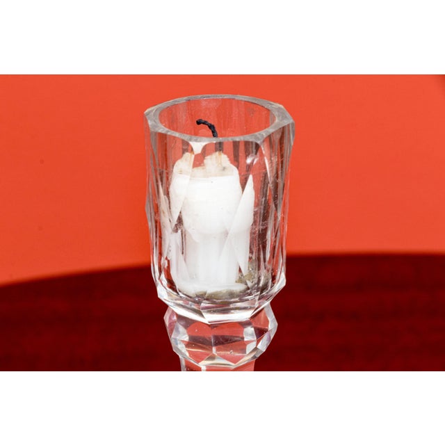 Antique 19th Century Georgian Anglo Irish Blown Glass Cut Crystal Candlesticks - a Pair For Sale - Image 10 of 12