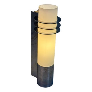 Dutch Opaline Glass Wall Sconce on Chrome Base from Glashütte Limburg For Sale