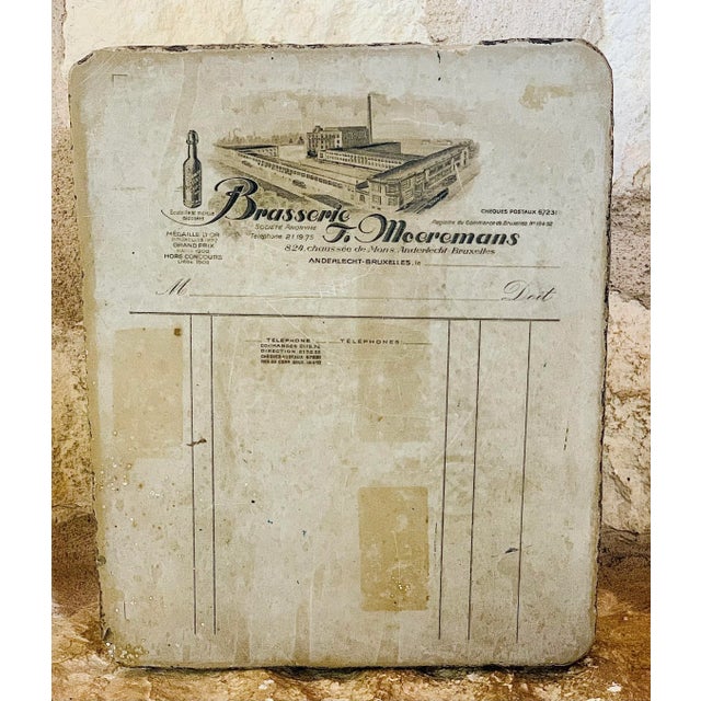 Early 19th Century Antique Belgium Lithographic Limestone Printing Block for a Brasserie in Anderlecht-Bruxelles For Sale In San Antonio - Image 6 of 12
