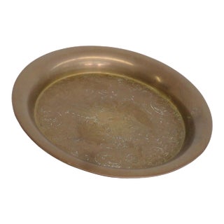 Brass Decorative Small Plate Trinket Tray Dish With Engraved Floral Design 5096b For Sale
