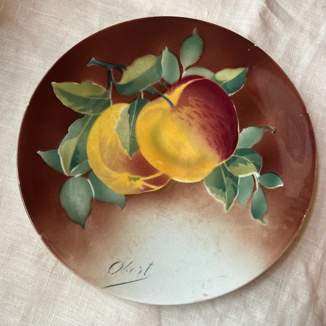 Maroon 1900s Decorative French Apple Hanging Luneville Plate For Sale - Image 8 of 8