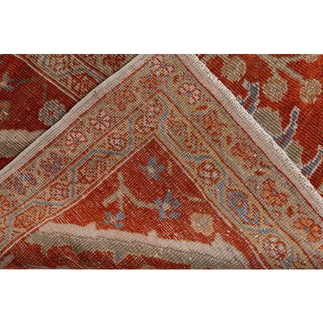 Persian Authentic 19th Century Persian Sultanabad Red Handmade Wool Rug For Sale - Image 3 of 7