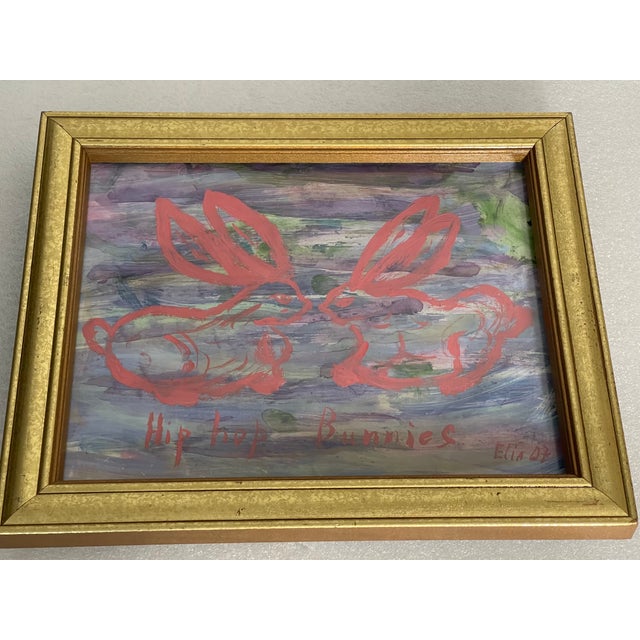 Abstract Mixed Media Moon Rabbits Series by Elia Framed For Sale - Image 4 of 7