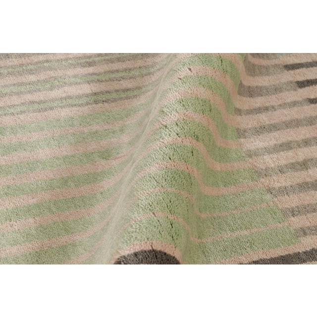 Textile Contemporary Art Deco Style Geometric Mint Green Wool Rug by Rug & Kilim, India For Sale - Image 7 of 10