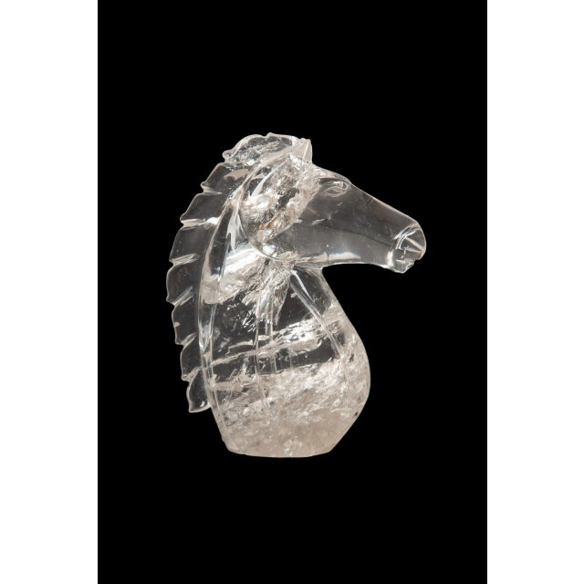 Figurative Hand-Carved Rock Crystal Horse Head from Brazil For Sale - Image 3 of 4