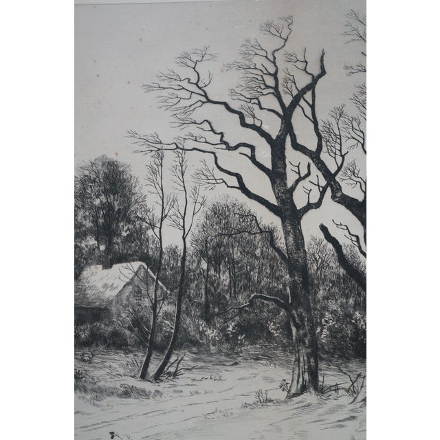 Antique George William Bohde Signed Barn Pond Landscape Etching 31" For Sale - Image 11 of 12