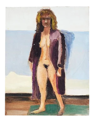 Clair Seglem Original Portrait Painting of a Nude Woman -In Purple 16" X 12"