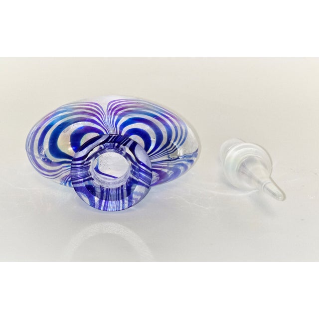Glass Pulled Feather Glass Perfume Bottle With Iridescent Finish For Sale - Image 7 of 9