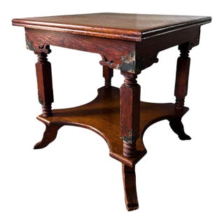 Early 1900s Eastlake Style, Louis Nonnast, Walnut Parlor Table, No. 302 For Sale