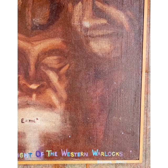 Mid 20th Century Mid-Century Oil Painting "Night of the Western Warlocks" Signed For Sale - Image 5 of 8