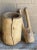 A primitive early 19th century wood mortar and pestle from Belgium — a unique decor piece with wonderful age. Weighs 29...