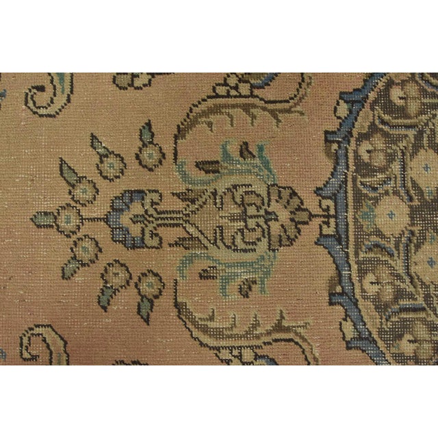 Tabriz Rug 9’3” X 9’2” Pink Wool Vintage Distressed Hand-Knotted Carpet For Sale - Image 11 of 15