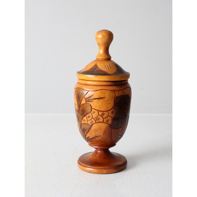 Vintage Carved Wooden Jar For Sale - Image 6 of 8