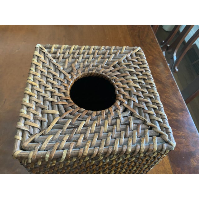 Vintage Rattan Tissue Box Cover For Sale - Image 4 of 6