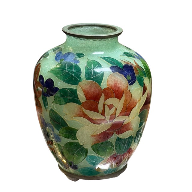 Vintage 1955 Showa Period Plique a Jour Cloisonne Vase.