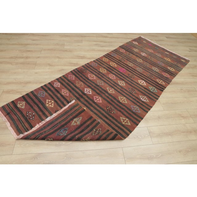 1950s 1950s Turkish Red Striped Kilim Rug For Sale - Image 5 of 13