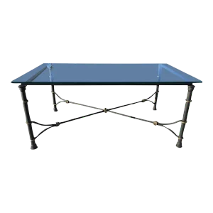 Wrought Iron & Glass Coffee Table After Giacometti