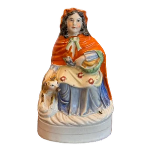 Mid 19th Century Staffordshire Woman With Dog Figurine