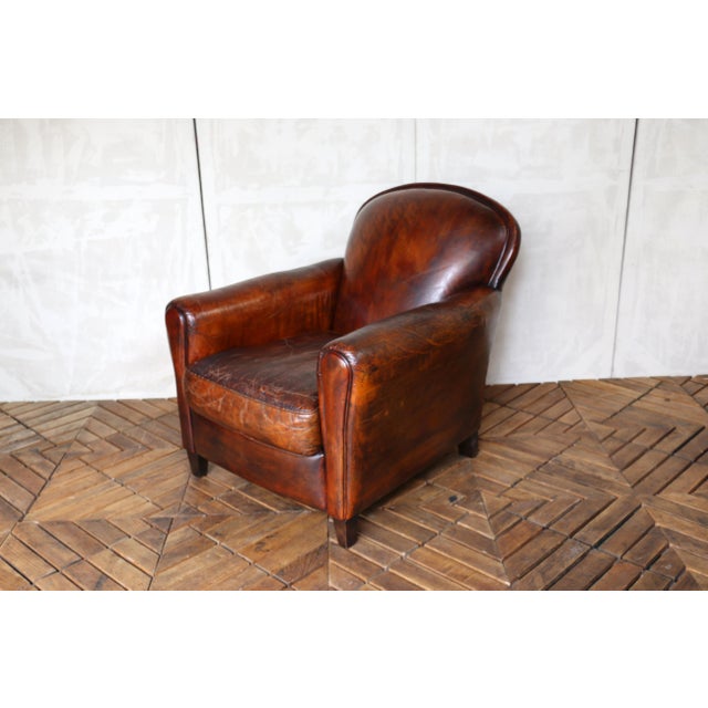 Vintage Leather Club Chair With Ottoman, Circa 1980s For Sale - Image 9 of 18