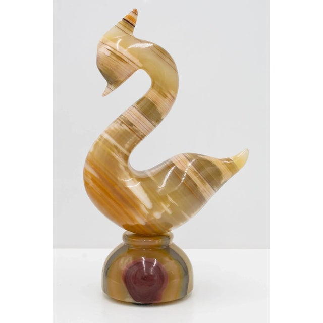Vintage Onyx Crested Swan Sculpture For Sale - Image 4 of 13