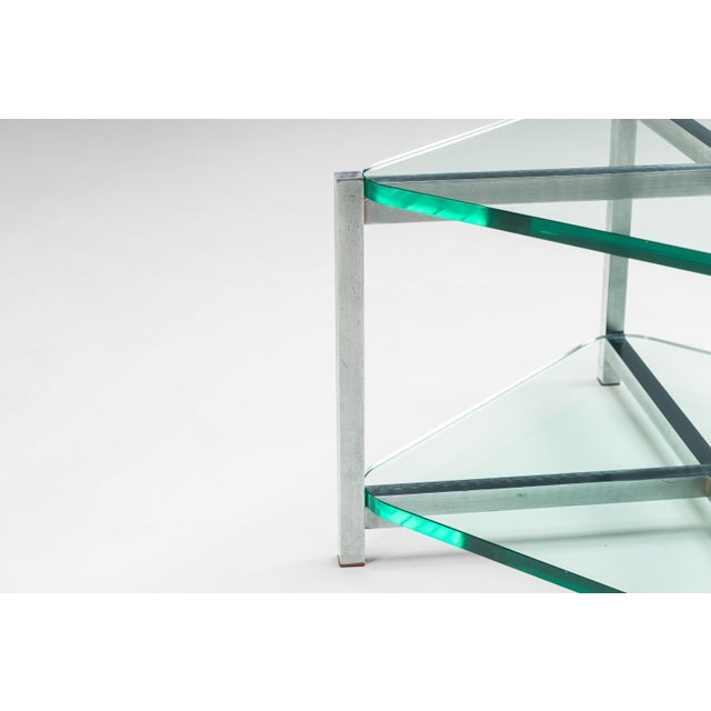 Two-Tier Glass Side Table with Aluminium Frame, 1970s For Sale - Image 11 of 13