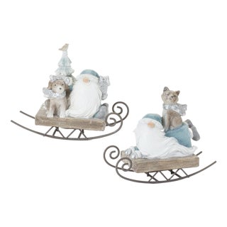 Gnome on Sled Figurine (Set of 2) For Sale