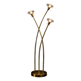 Brazilian Modern Sculptural Bamboo Form Floor Lamp in Gilded Brass, Brazil, 1960s For Sale