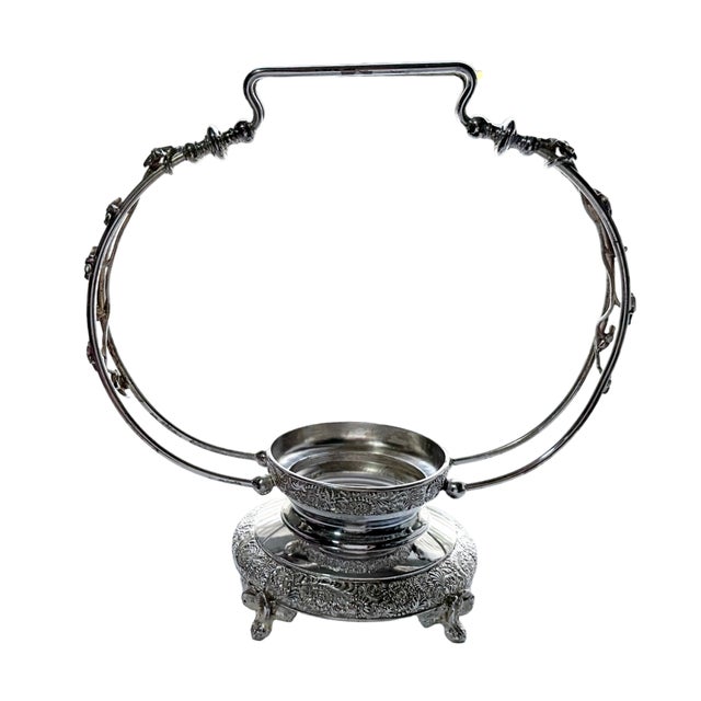 Late 19th Century Antique 19th Century Victorian Cranberry Glass & Wilcox Silver Plate Co. Bride's Basket For Sale - Image 5 of 8