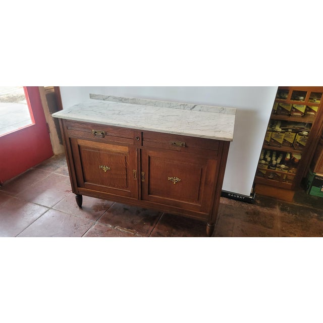 1920s Oak French Louis XVI Commode Dry Sink Wash Stand Cocktail Dry Bar For Sale - Image 12 of 14