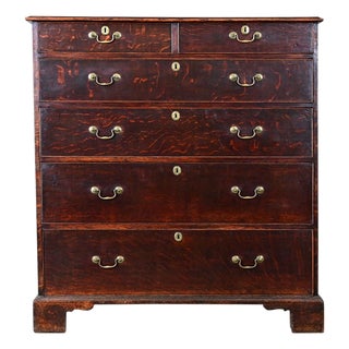 English 19th Century Solid Oak Chest of Drawers For Sale