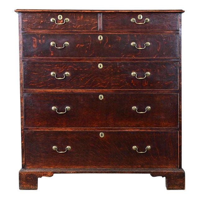 English 19th Century Solid Oak Chest of Drawers For Sale