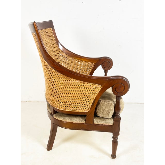 English Regency Style Library Bergere in Mahogany and Cane For Sale In Boston - Image 6 of 8