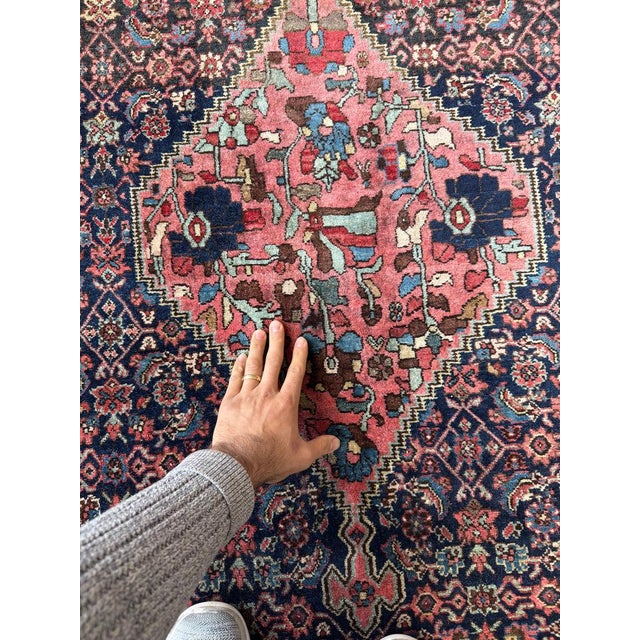1920s Halvai Bidjar with ASYMMETRICAL Harshang Medallion Rug 3.8 x 5.2 For Sale - Image 4 of 9